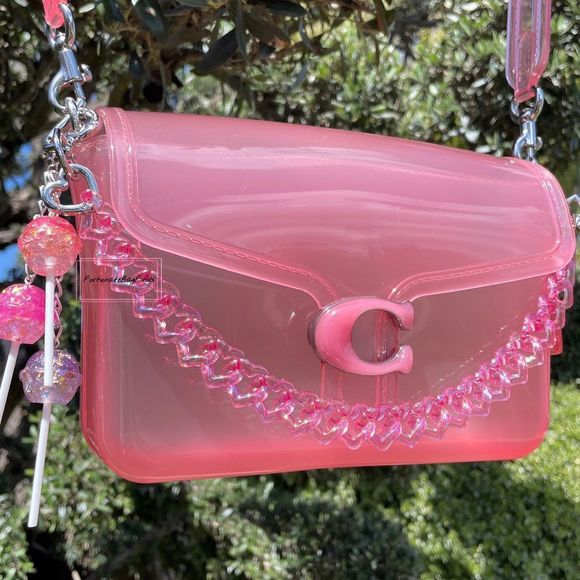 Hand Crafted Handbags - Hot Pink TRIPLE HEARTS Novelty Resin Bag Strap Purse Chain Girly Cute Kawaii Y2K